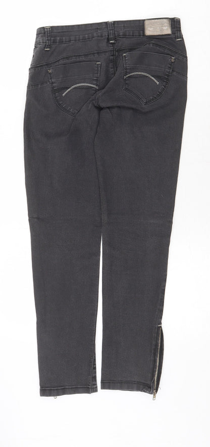 Coache Coache Womens Grey Cotton Straight Jeans Size 10 Regular Zip