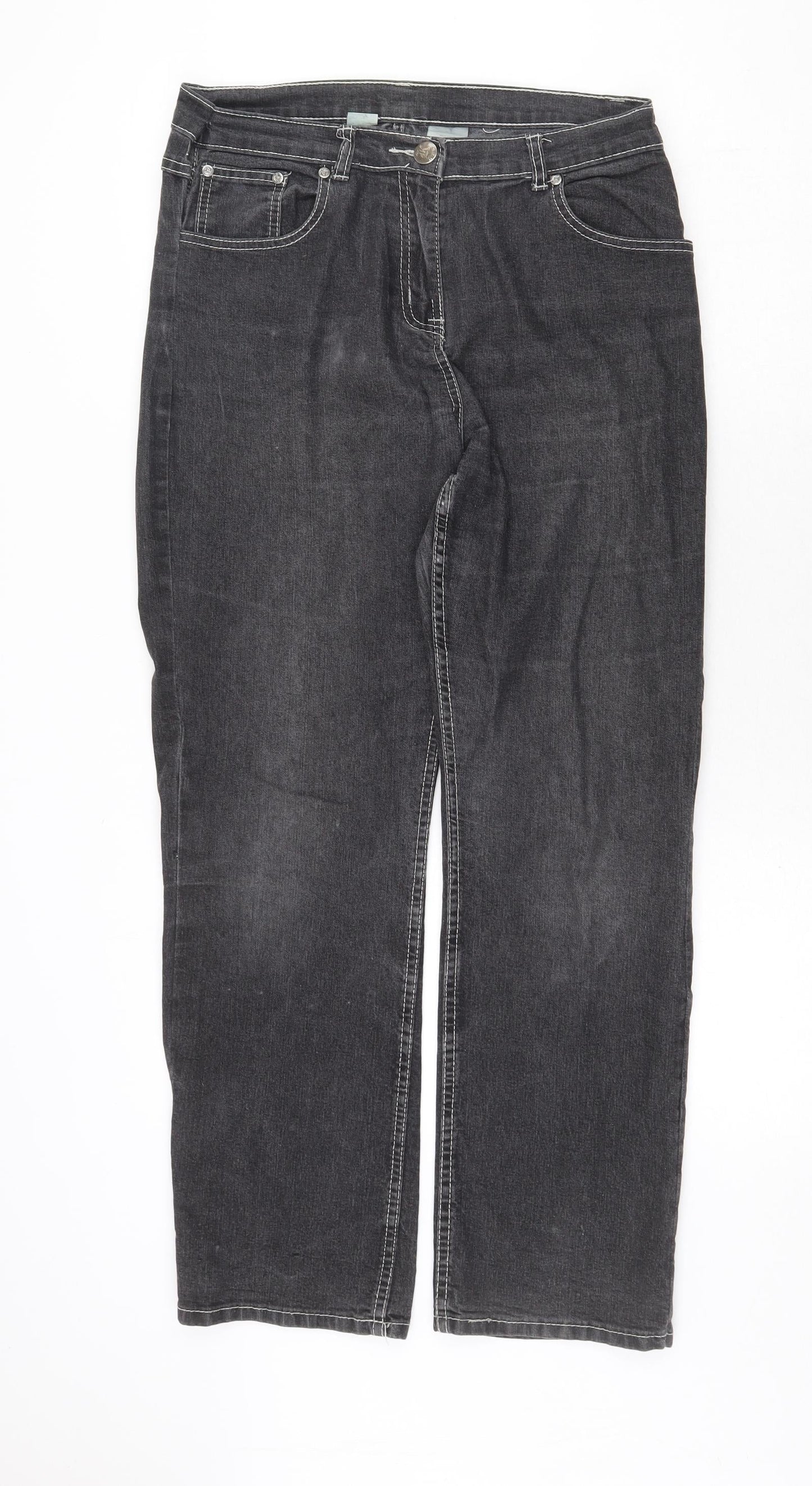 Womens UK Size 32 in Preworn Regular Fit Straight Grey Jeans