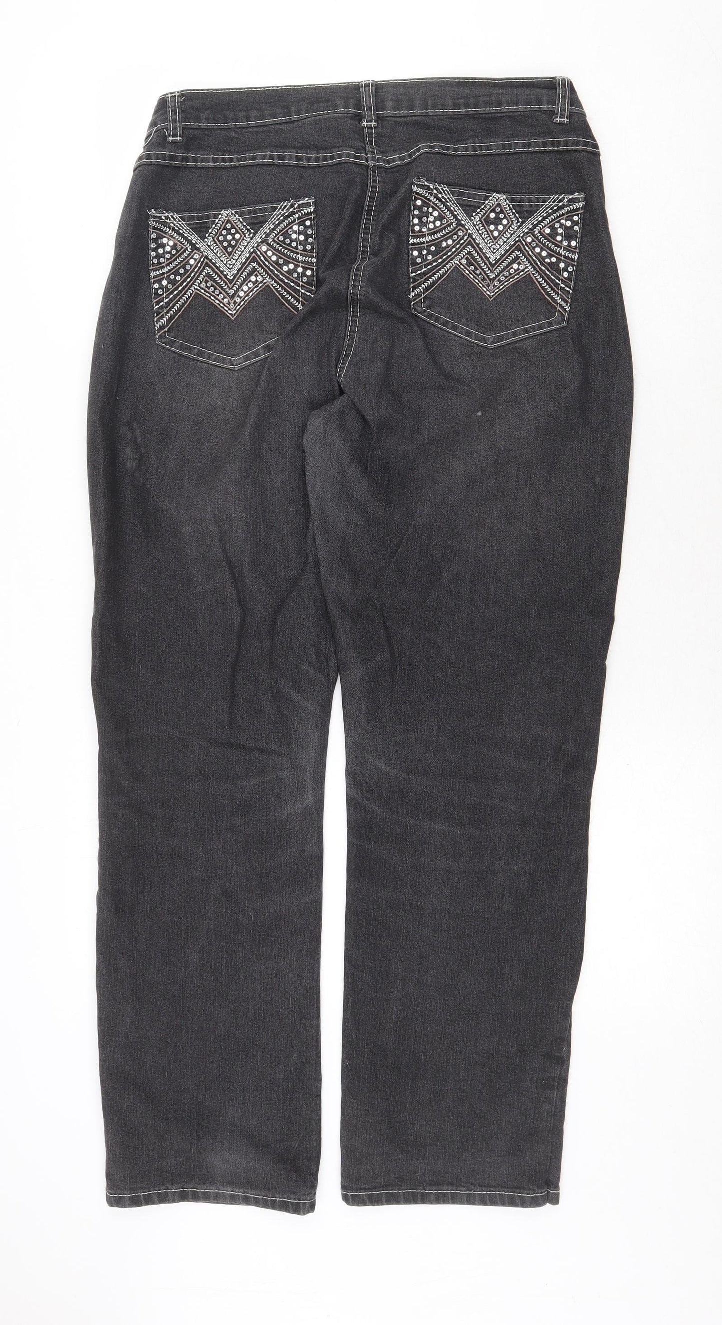 Womens UK Size 32 in Preworn Regular Fit Straight Grey Jeans
