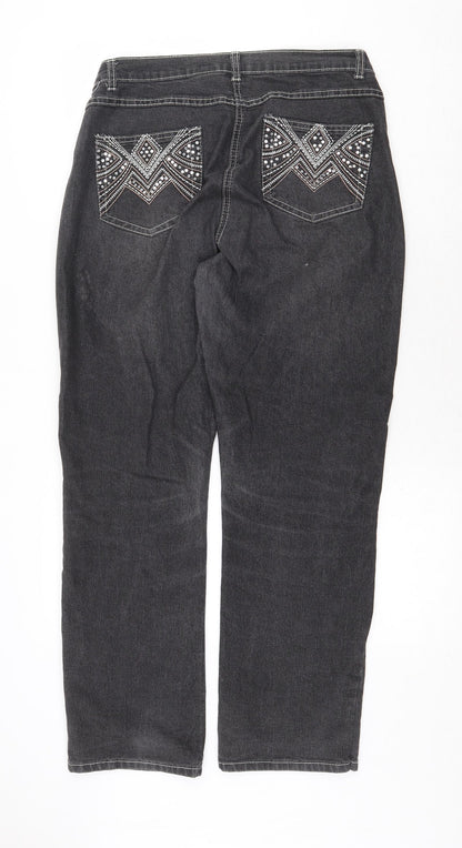 Womens UK Size 32 in Preworn Regular Fit Straight Grey Jeans