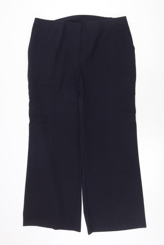 Classics Womens Blue Polyester Trousers Size 18 Regular Zip