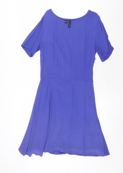 MNG Womens Purple Polyester Trapeze & Swing Size S Round Neck Zip