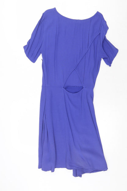 MNG Womens Purple Polyester Trapeze & Swing Size S Round Neck Zip