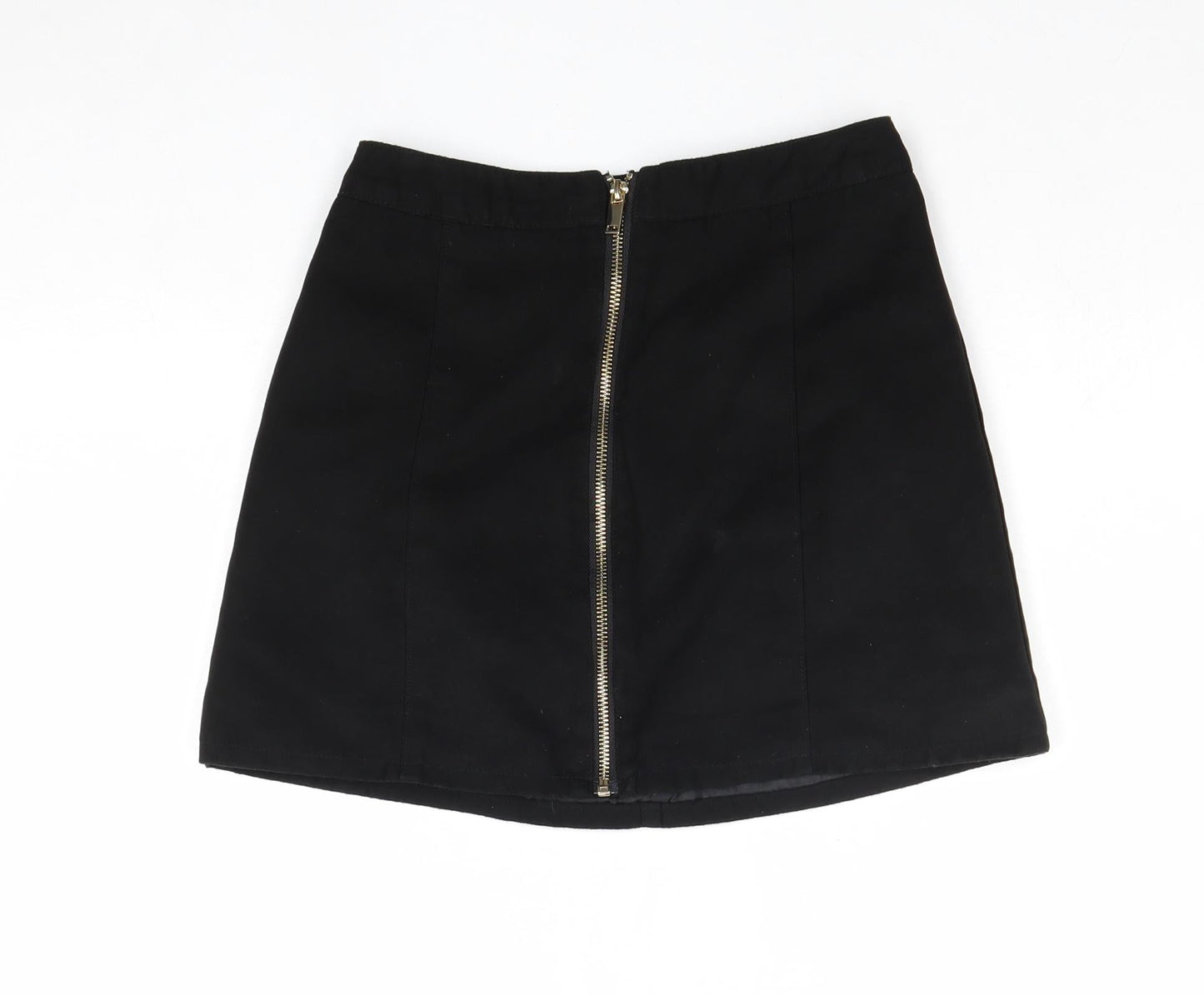 Divided by H&M Womens Black Polyester A-Line Skirt Size 8 Zip