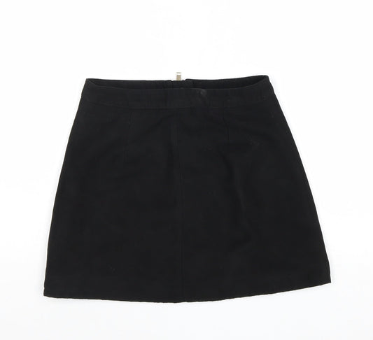 Divided by H&M Womens Black Polyester A-Line Skirt Size 8 Zip