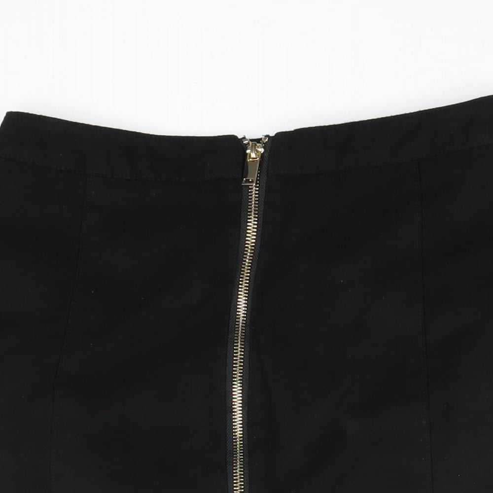 Divided by H&M Womens Black Polyester A-Line Skirt Size 8 Zip