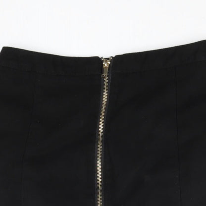 Divided by H&M Womens Black Polyester A-Line Skirt Size 8 Zip
