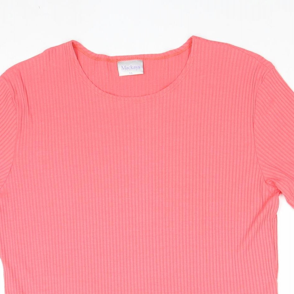 Womens UK Size XL MACKAYS Pink Basic T-Shirt