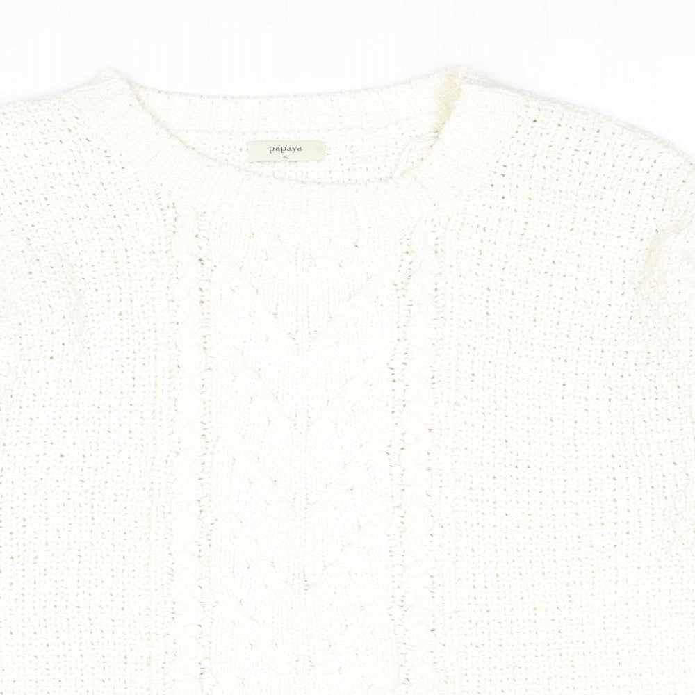 Womens UK Size XL Papaya White Pullover Jumper