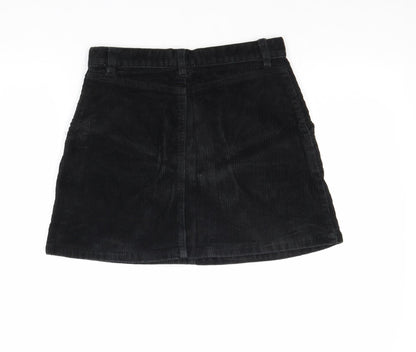 Monki Womens Black Cotton A-Line Skirt Size 10 Zip