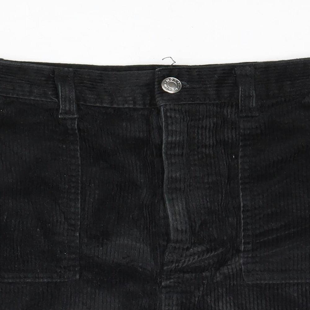 Monki Womens Black Cotton A-Line Skirt Size 10 Zip