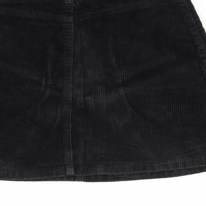 Monki Womens Black Cotton A-Line Skirt Size 10 Zip