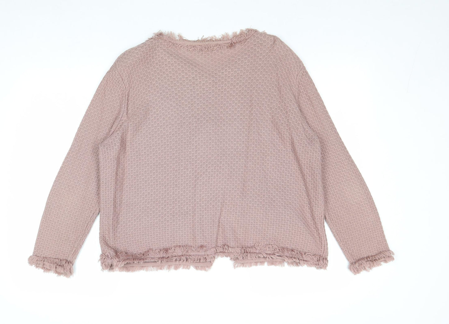Corteifle Womens Pink Round Neck Acrylic Cardigan Jumper Size XL