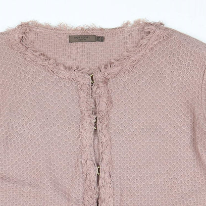 Corteifle Womens Pink Round Neck Acrylic Cardigan Jumper Size XL