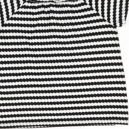 F&F Womens Black Boat Neck Striped Polyester Pullover Jumper Size 8