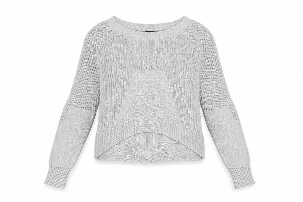 ASOS Womens Grey Round Neck Herringbone Cotton Pullover Jumper Size 6