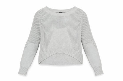ASOS Womens Grey Round Neck Herringbone Cotton Pullover Jumper Size 6