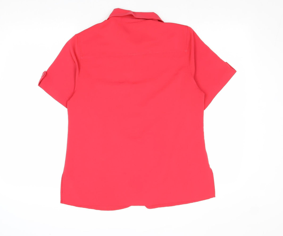 Silken Ladder Womens Pink Polyester Basic Button-Up Size 10 Collared