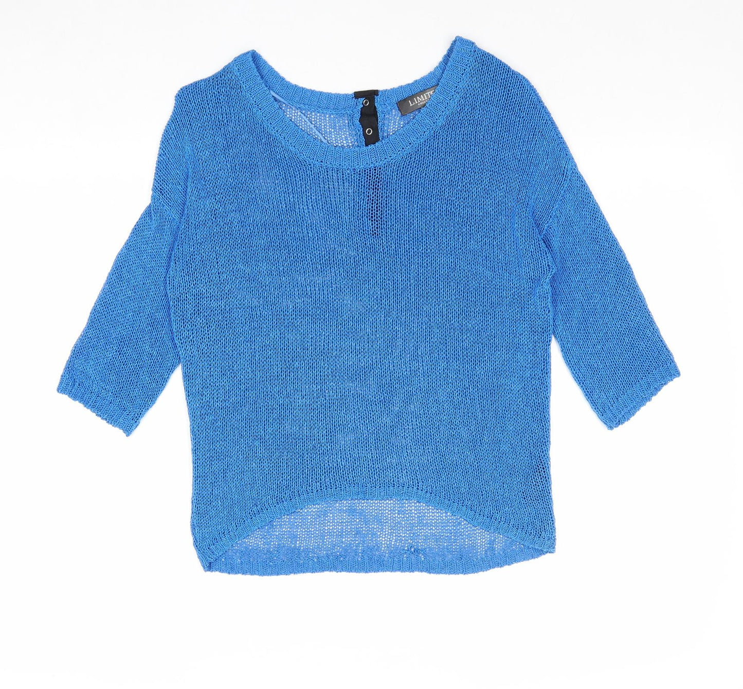 Limited Collection Womens Blue Boat Neck Acrylic Pullover Jumper Size S