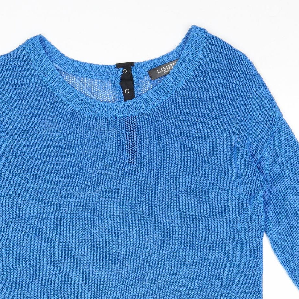 Limited Collection Womens Blue Boat Neck Acrylic Pullover Jumper Size S