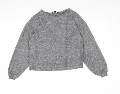New Look Womens Grey Round Neck Polyester Pullover Jumper Size S