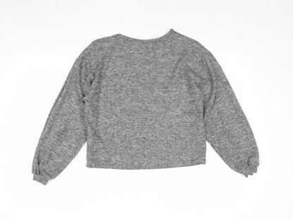New Look Womens Grey Round Neck Polyester Pullover Jumper Size S