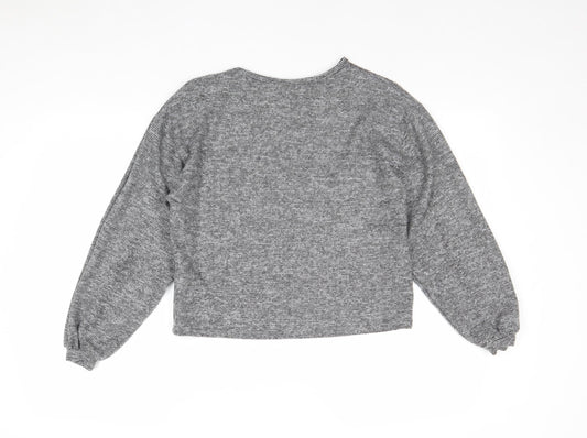 New Look Womens Grey Round Neck Polyester Pullover Jumper Size S