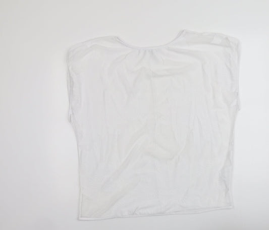 George Womens White Polyester Basic Blouse Size S Boat Neck