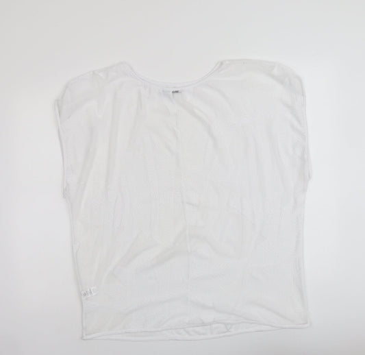 George Womens White Polyester Basic Blouse Size S Boat Neck