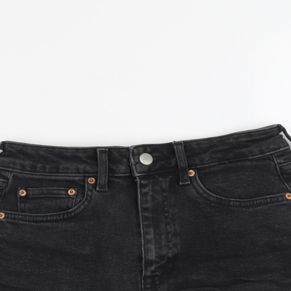 H&M Womens Black Cotton Cut-Off Shorts Size 6 L3 in Regular Button