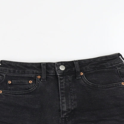 H&M Womens Black Cotton Cut-Off Shorts Size 6 L3 in Regular Button