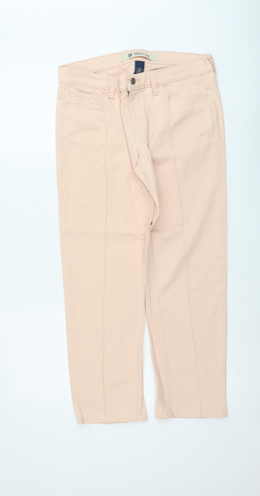 Gap Womens Pink Herringbone Cotton Straight Jeans Size 8 L26 in Regular Button