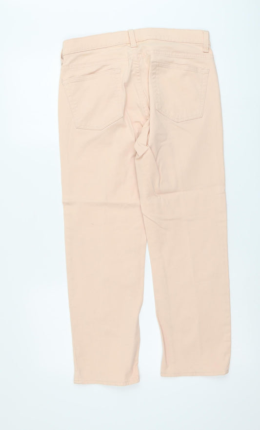 Gap Womens Pink Herringbone Cotton Straight Jeans Size 8 L26 in Regular Button