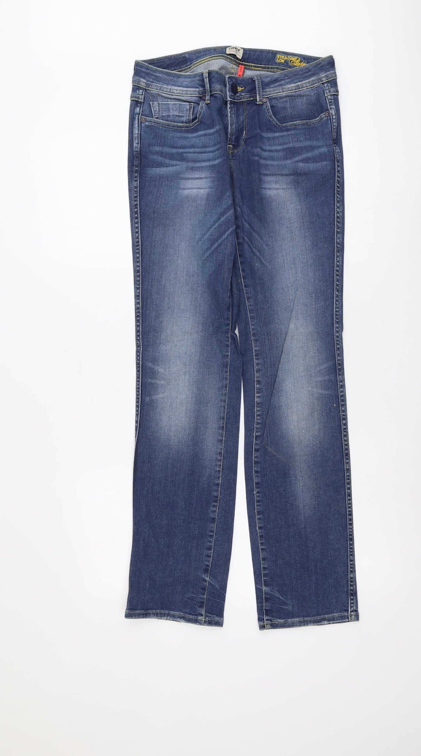 Only Womens Blue Cotton Straight Jeans Size 30 in L32 in Regular Button