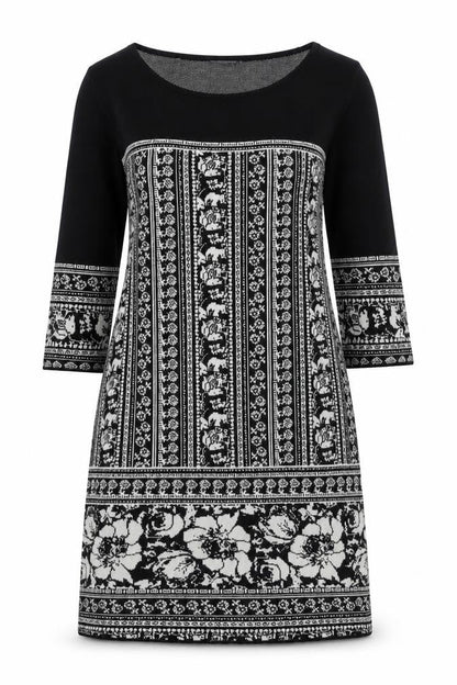 Bonmarché Womens Black Floral Nylon A-Line Size S Round Neck Pullover