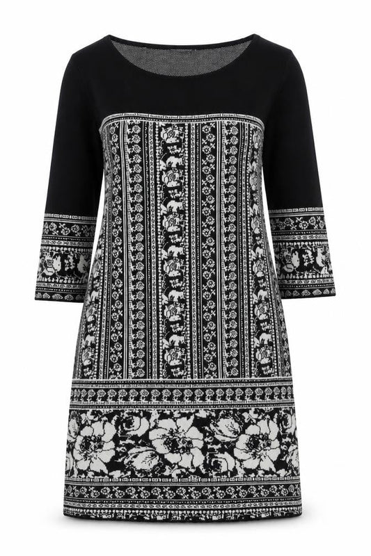 Bonmarché Womens Black Floral Nylon A-Line Size S Round Neck Pullover