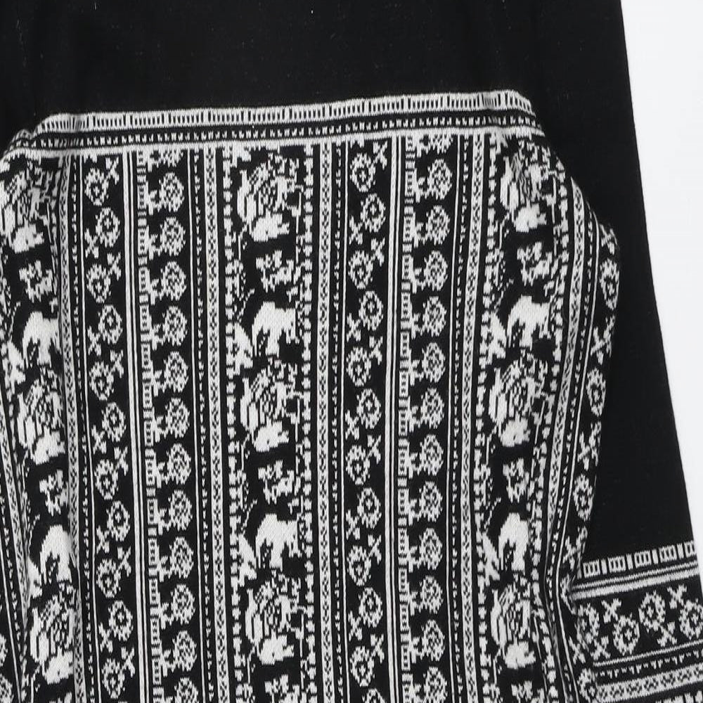 Bonmarché Womens Black Floral Nylon A-Line Size S Round Neck Pullover