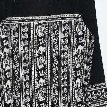 Bonmarché Womens Black Floral Nylon A-Line Size S Round Neck Pullover