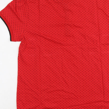 Cardiff City FC Womens Red Polka Dot Cotton Basic Polo Size L Collared - Cardiff City FC