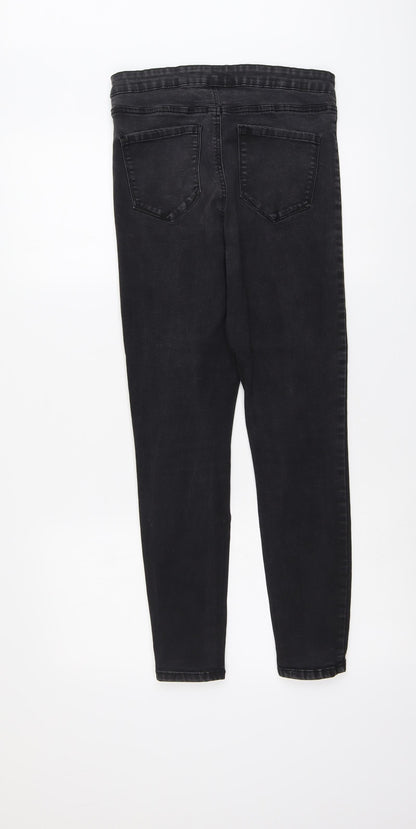 Denim & Co. Womens Grey Cotton Skinny Jeans Size 14 L26 in Regular Button