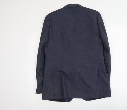 Collier Mens Blue Wool Jacket Suit Jacket Size M Regular
