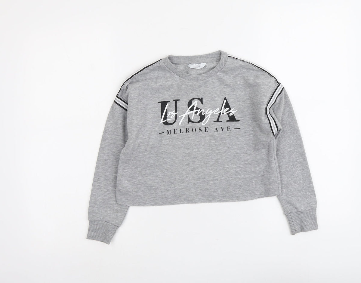 Primark Girls Grey Polyester Pullover Sweatshirt Size 7-8 Years Pullover