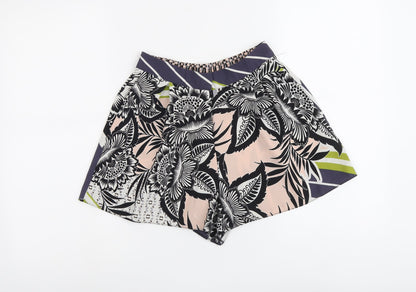 Topshop Womens Multicoloured Floral Polyester Culotte Shorts Size 8 L3 in Regular Button