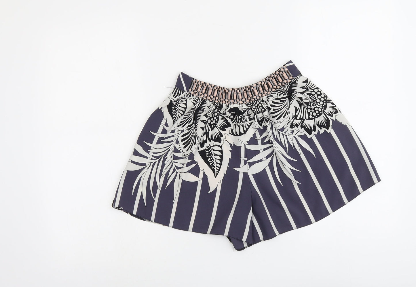 Topshop Womens Multicoloured Floral Polyester Culotte Shorts Size 8 L3 in Regular Button