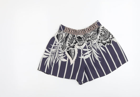 Topshop Womens Multicoloured Floral Polyester Culotte Shorts Size 8 L3 in Regular Button