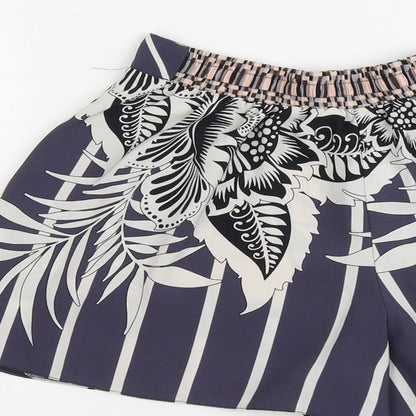 Topshop Womens Multicoloured Floral Polyester Culotte Shorts Size 8 L3 in Regular Button