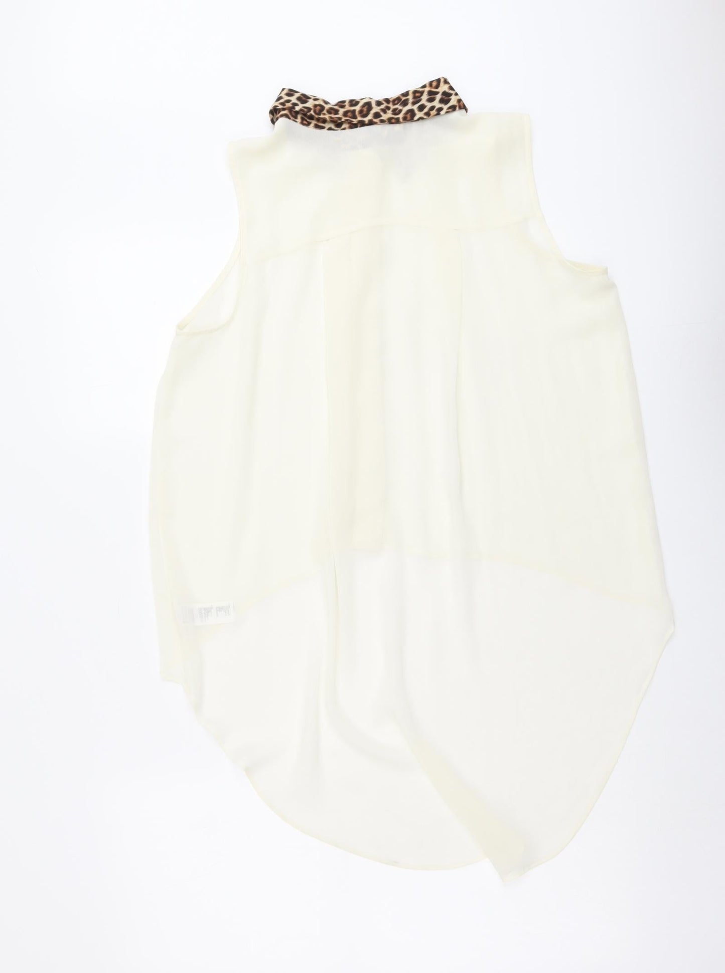 FOREVER 21 Womens Ivory Animal Print Polyester Basic Tank Size L Collared - Leopard Print