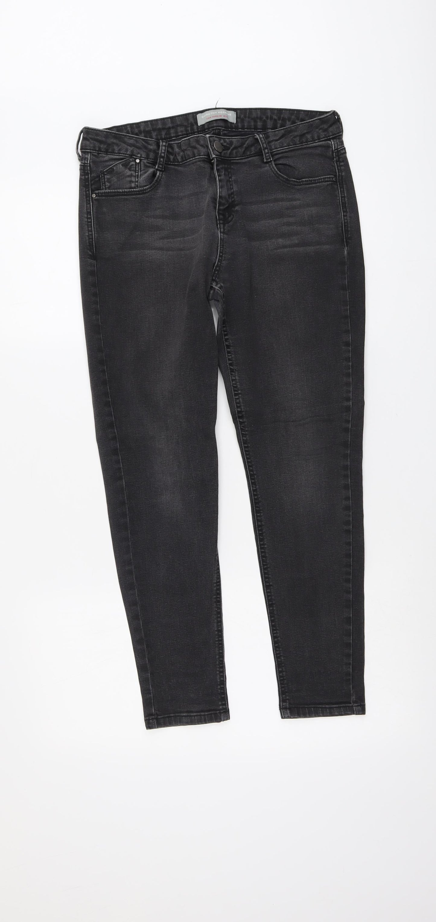 Dorothy Perkins Womens Grey Cotton Skinny Jeans Size 12 L26 in Regular Button