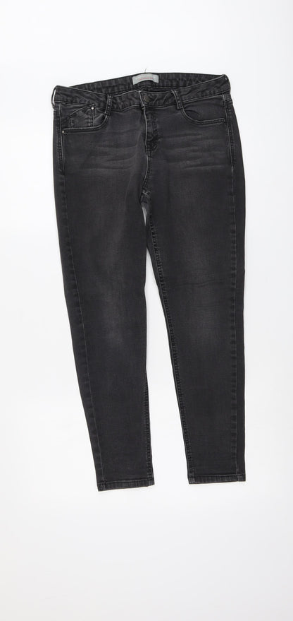 Dorothy Perkins Womens Grey Cotton Skinny Jeans Size 12 L26 in Regular Button