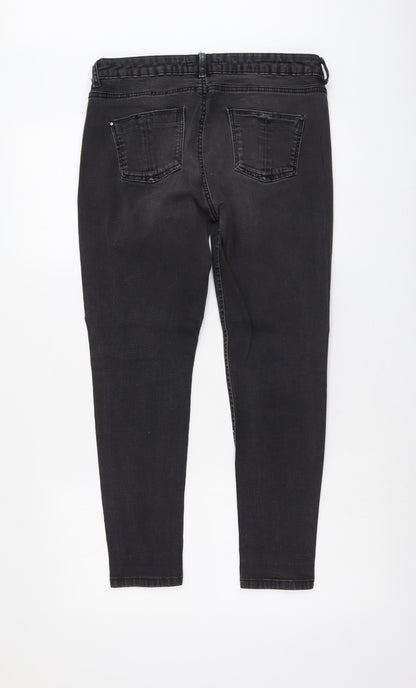 Dorothy Perkins Womens Grey Cotton Skinny Jeans Size 12 L26 in Regular Button